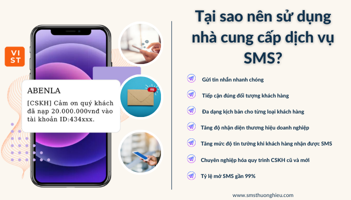 Tại sao nên sử dụng nhà cung cấp dịch vụ SMS?