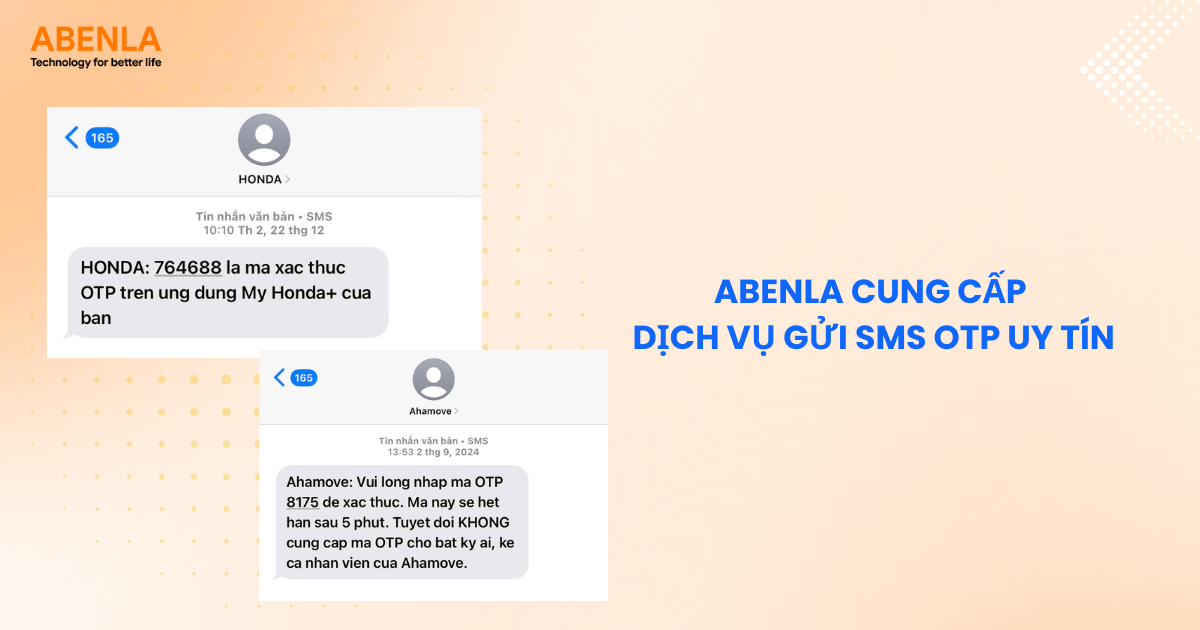 Abenla cung cấp dịch vụ gửi SMS OTP uy tín