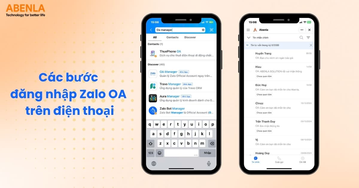 Các bước đăng nhập Zalo OA trên điện thoại