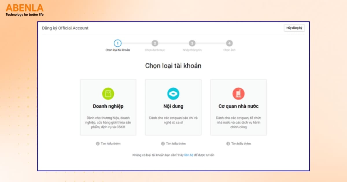 Chọn loại tài khoản OA phù hợp