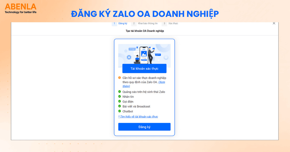 Đăng ký Zalo OA doanh nghiệp