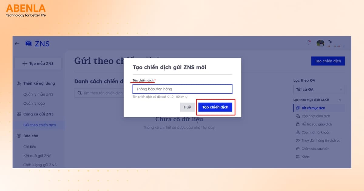 Đặt tên chiến dịch ZNS