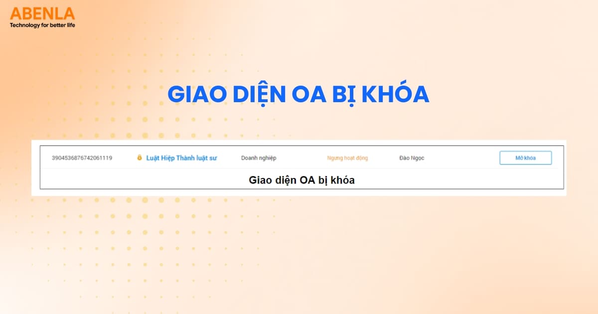Giao diện Zalo OA Admin bị khóa