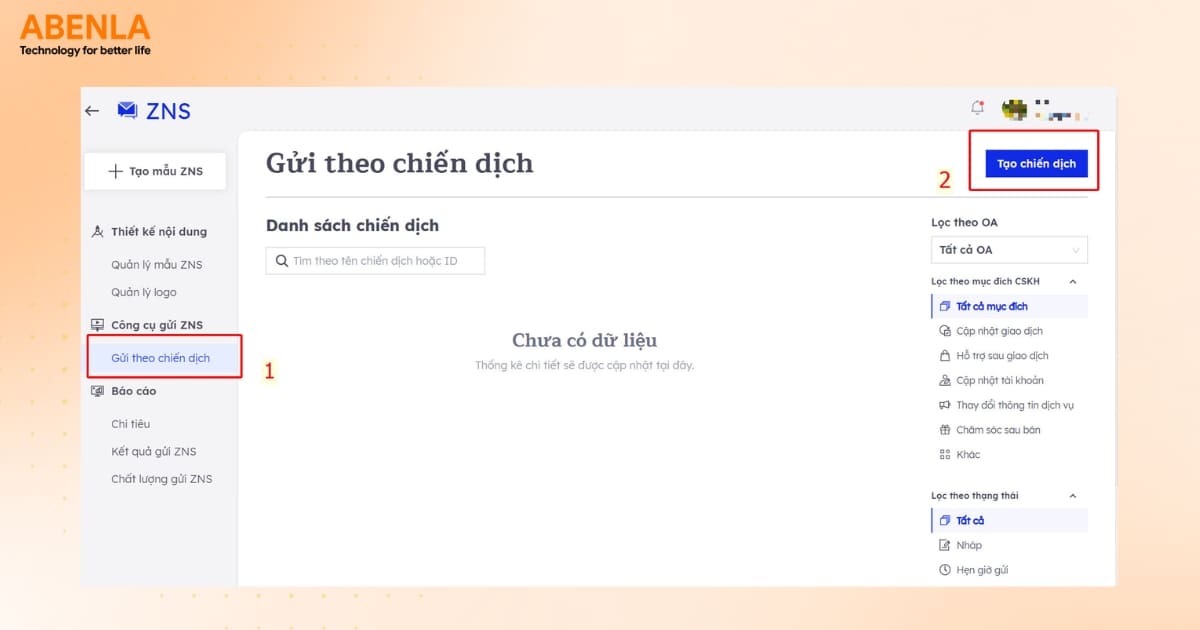 Hướng dẫn sử dụng Zalo ZNS tạo chiến dịch