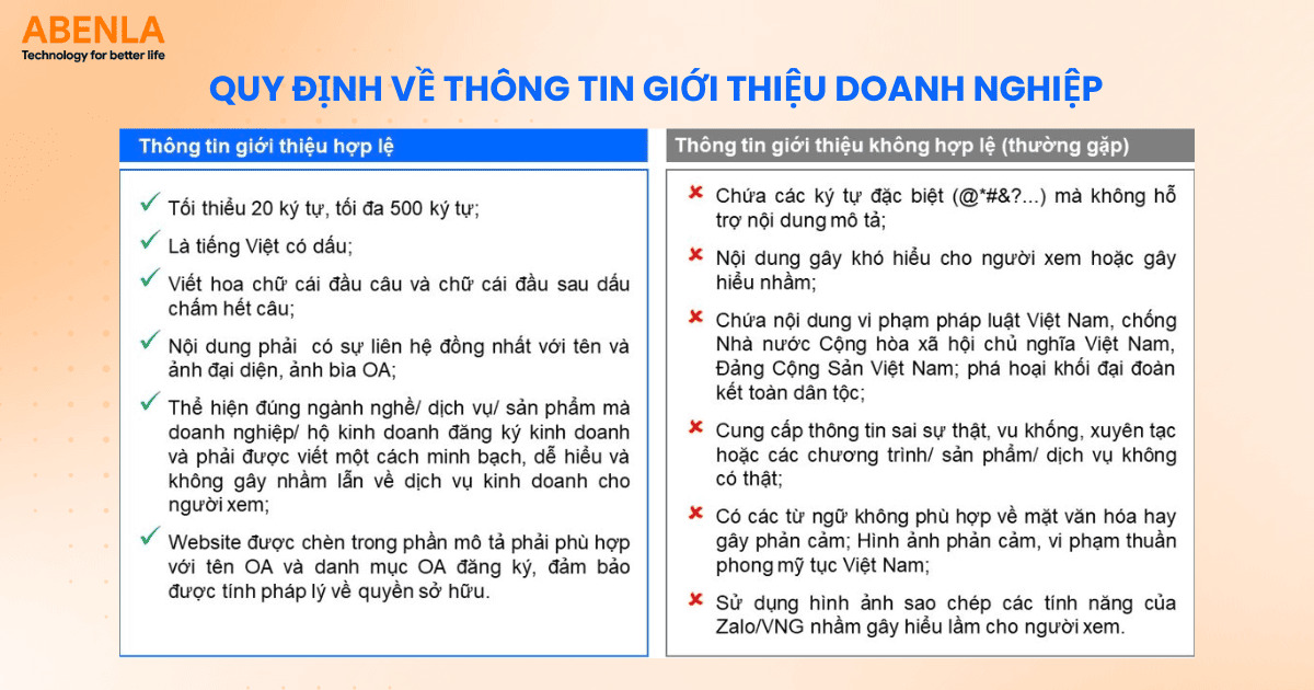 Phần mô tả giới thiệu OA phải nêu rõ thông tin