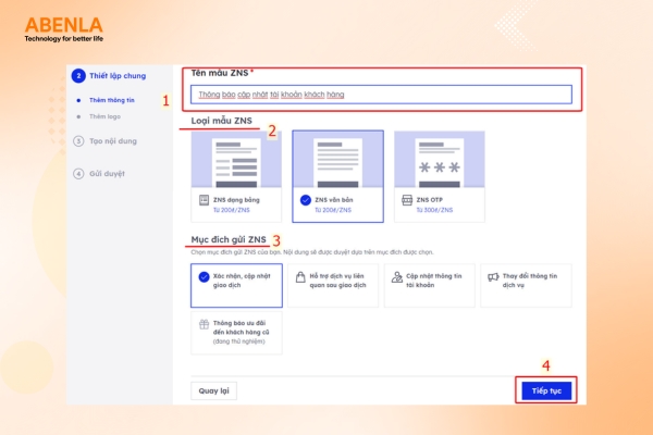 Template ZNS được thiết kế sẵn