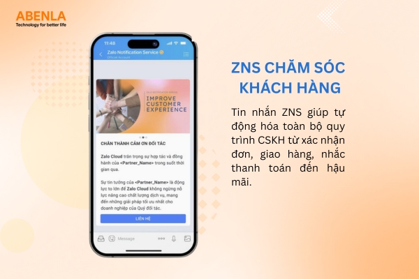 Tin nhắn ZNS cho phép tự động chăm sóc khách hàng