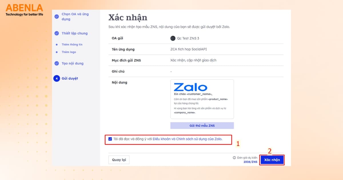 Xác nhận và gửi duyệt mẫu xem trước