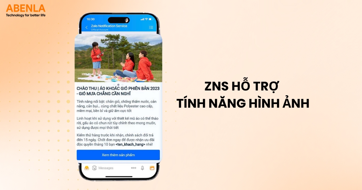ZNS hỗ trợ tính năng hình ảnh
