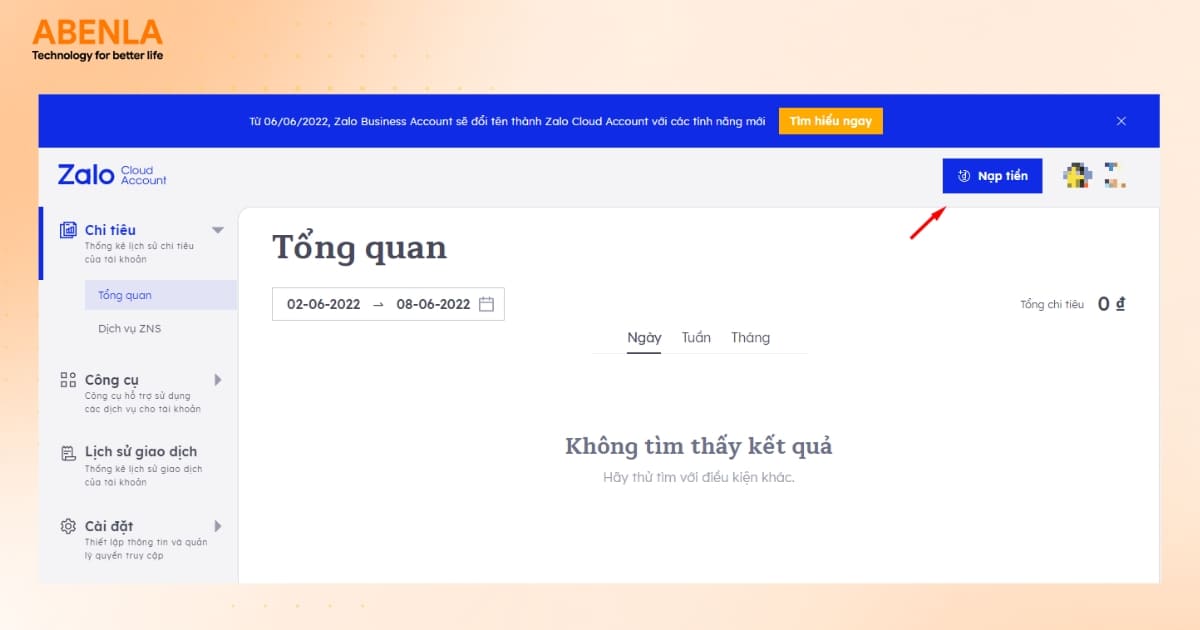 Bước 1: Đăng nhập tài khoản ZCA
