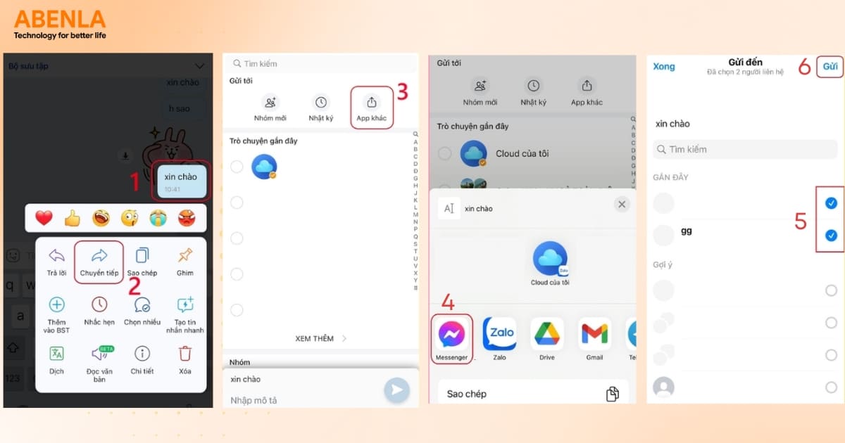 Cách gửi tin nhắn qua ứng dụng khác