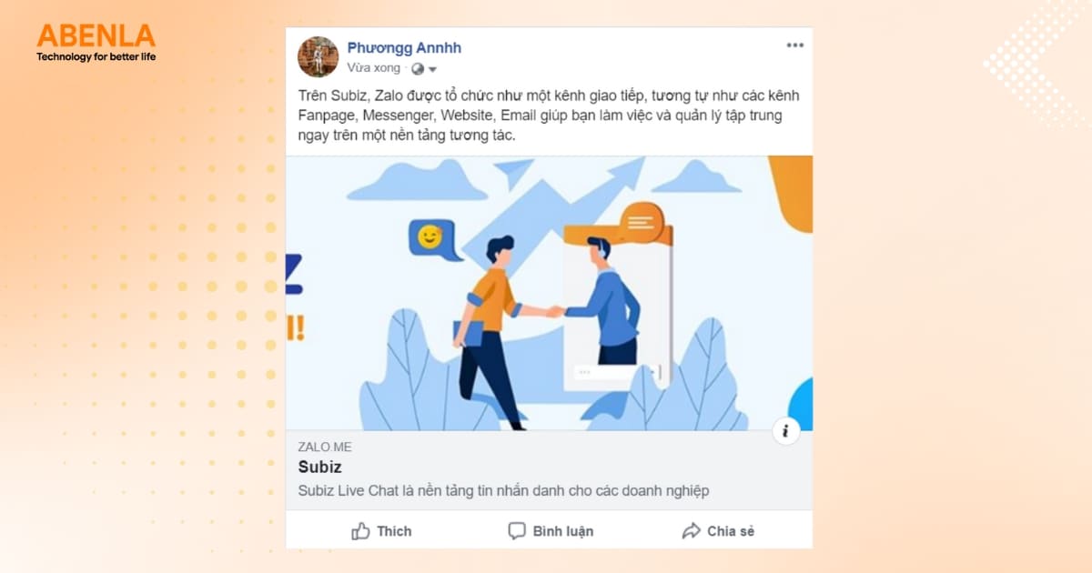 Chia sẻ link Zalo OA trên mạng xã hội