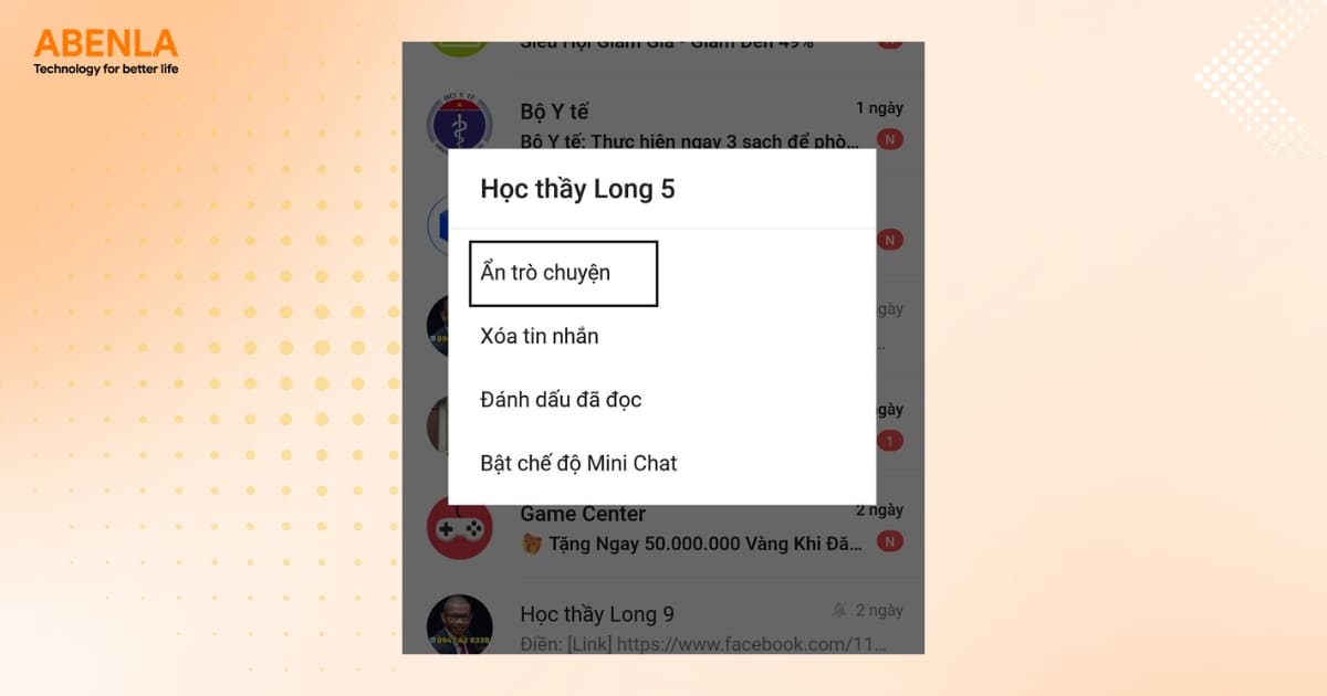 Chọn Ẩn trò chuyện