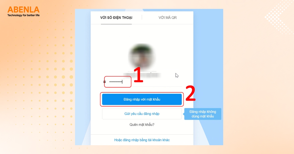 Đăng nhập và nhập mật khẩu mới để vào Zalo