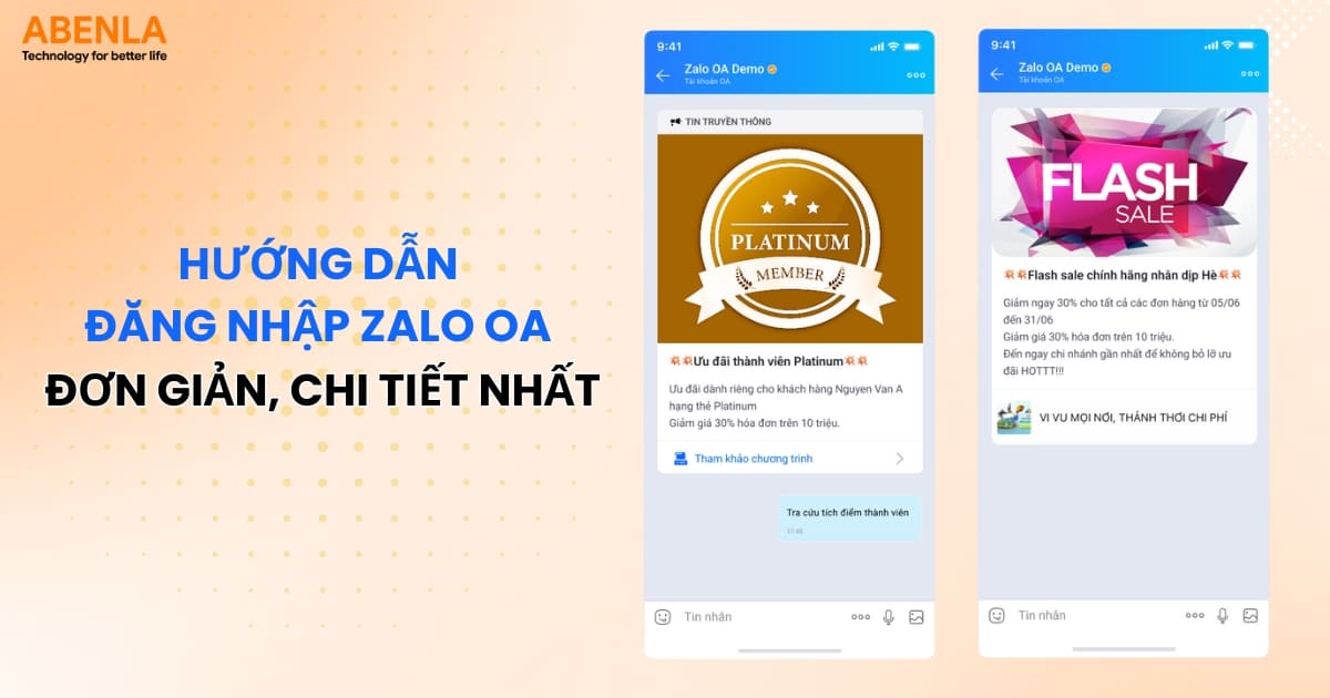 đăng nhập Zalo OA