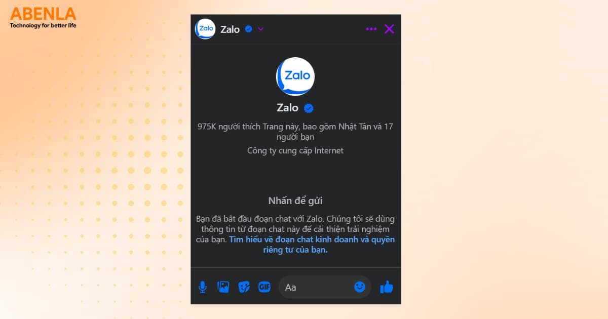 Fanpage chính thức của Zalo