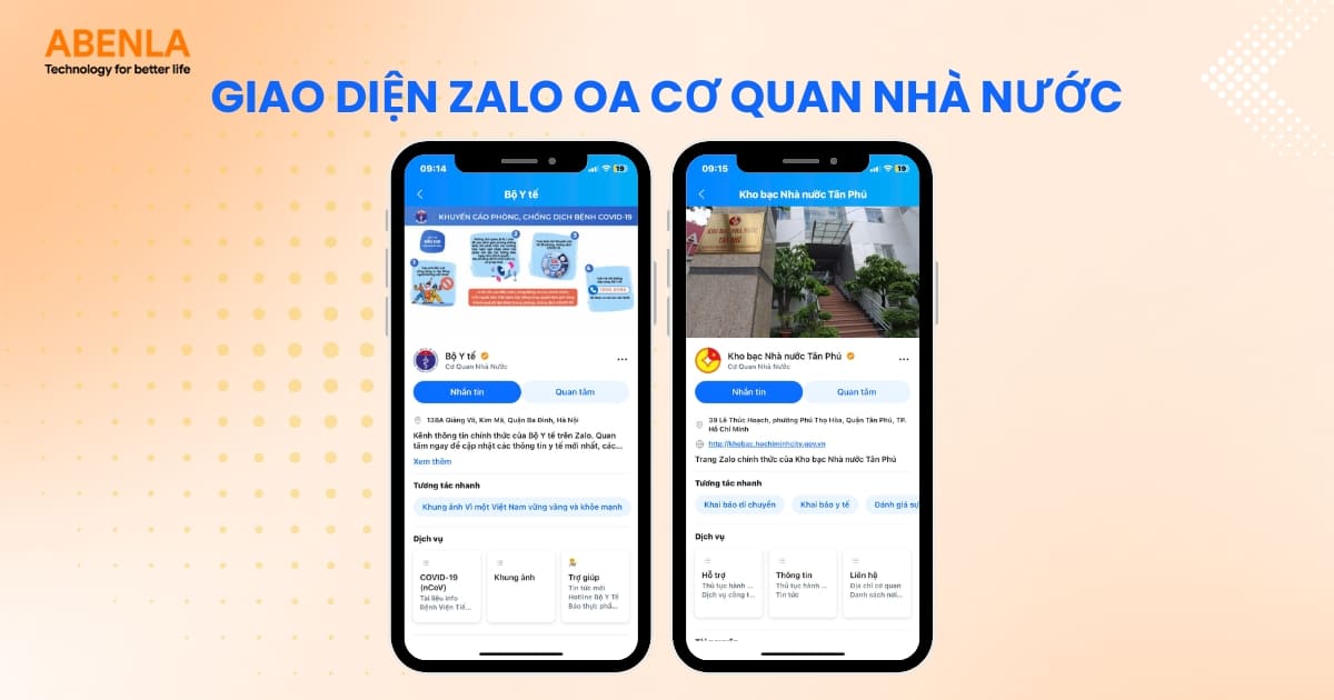 Giao diện Zalo OA cơ quan Nhà nước