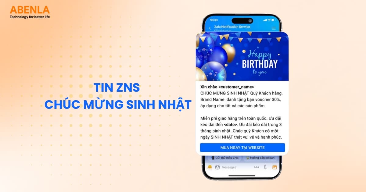 Gửi tin nhắn ZNS mừng sinh nhật khách hàng