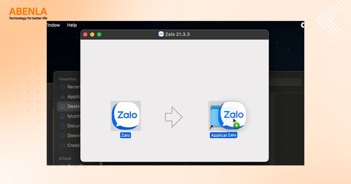 Kéo ứng dụng Zalo vừa tải vào mục Applications