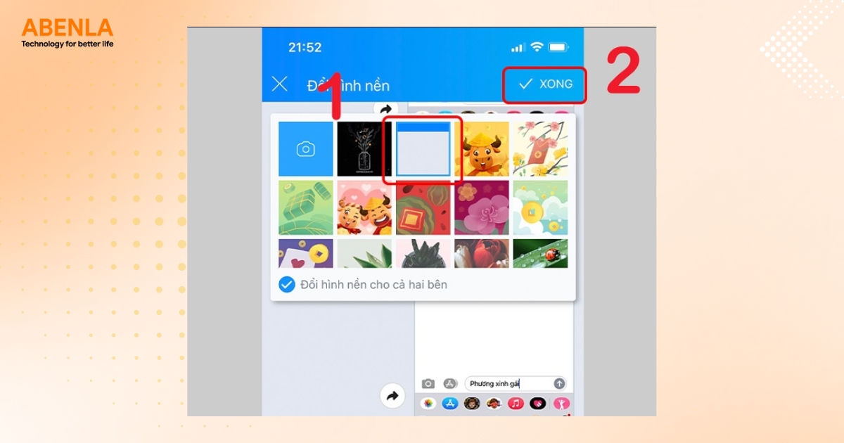 Lựa chọn nền mặc định của Zalo