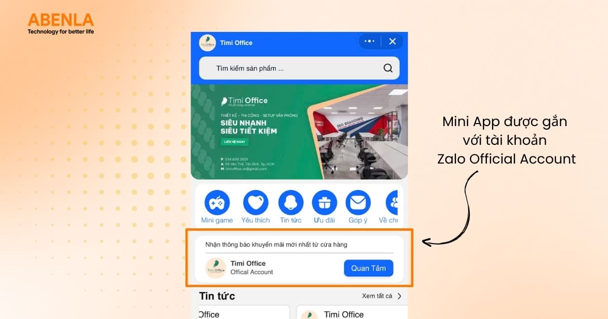 Mini App được gắn với tài khoản Zalo Official Account