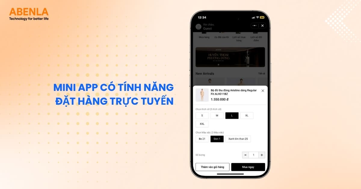 Mini App hỗ trợ khách hàng đặt hàng