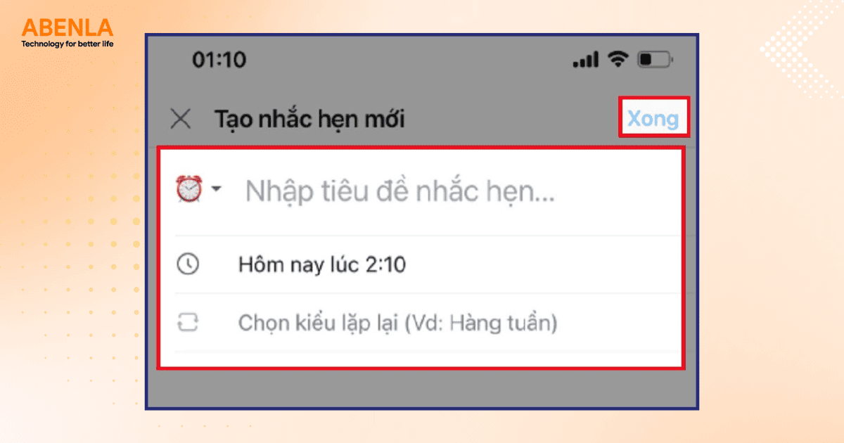 Nhấn “Xác nhận” để hoàn tất lịch