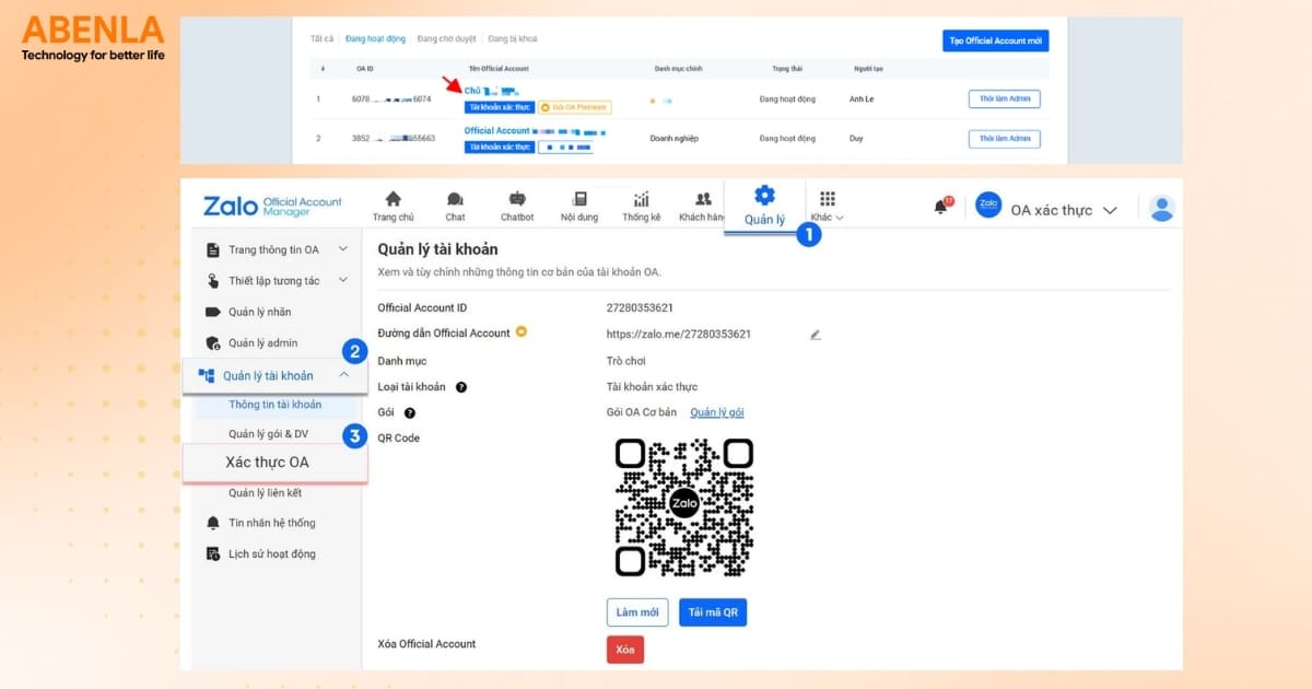 Nộp hồ sơ xác thực tài khoản trên trang quản trị
