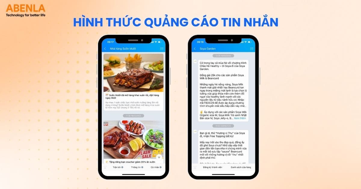 Quảng cáo tin nhắn giới thiệu món ăn trên Zalo OA