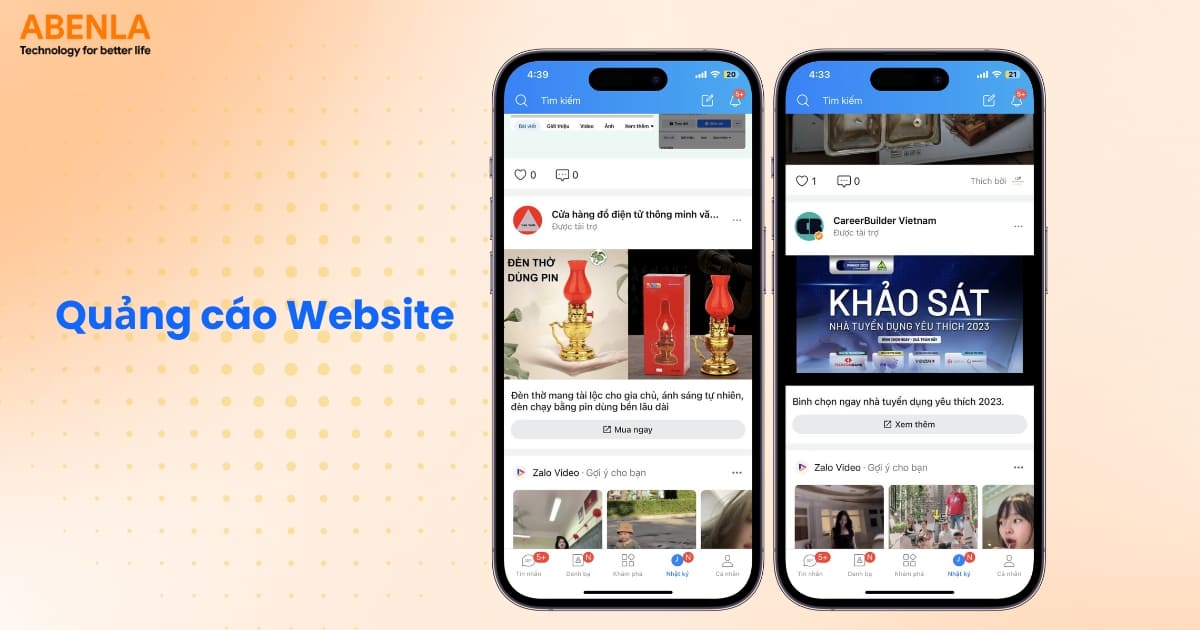 Quảng cáo Zalo dẫn khách hàng về trang web