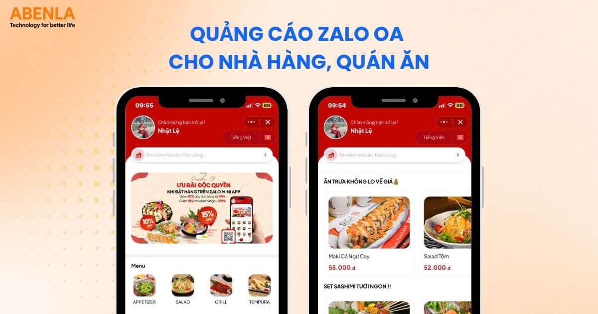 Quảng cáo Zalo OA cho nhà hàng, quán ăn