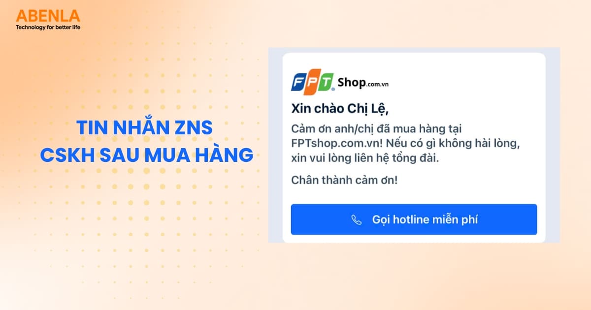 Tin nhắn ZNS CSKH sau bán