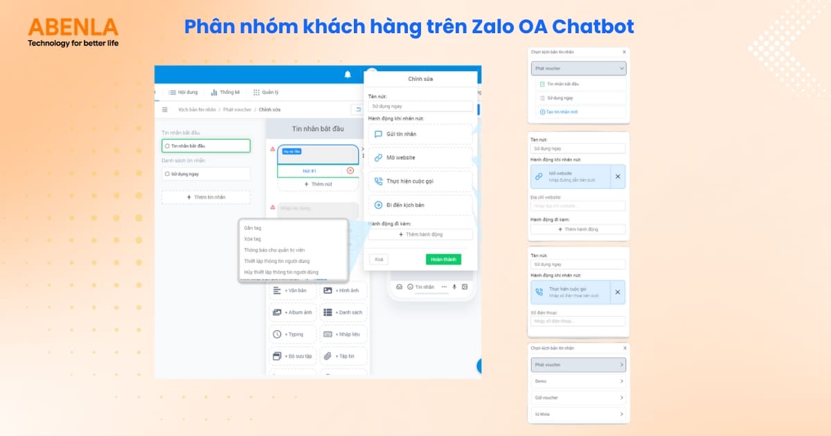 Chatbot Zalo OAChatbot Zalo OA là gì? Tương tác với khách hàng trên Zalo Chatbot Các điểm kích hoạt bản chatbot trên Zalo OA Hướng dẫn tạo Chatbot Zalo OA Chatbot Zalo tự động xin thông tin của khách hàng Tinh năng tự động phân nhóm khách hàng trên OA