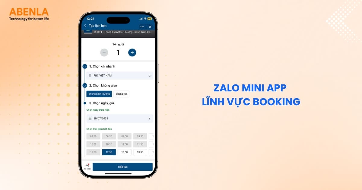 Ứng dụng Mini App lĩnh vực đặt lịch và đặt chỗ