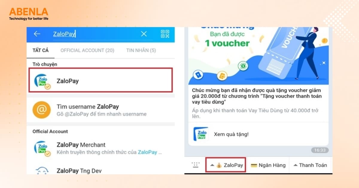 Bước đăng ký ZaloPay ngay trong ứng dụng Zalo