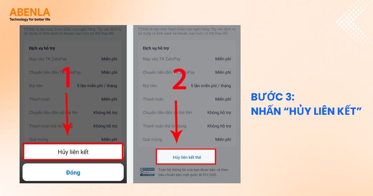 Chọn “Hủy liên kết” để ngắt kết nối