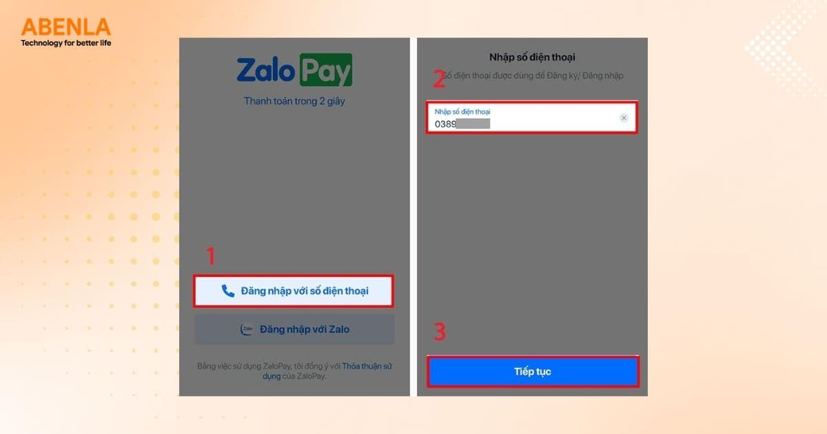 Đăng ký ZaloPay bằng số điện thoại
