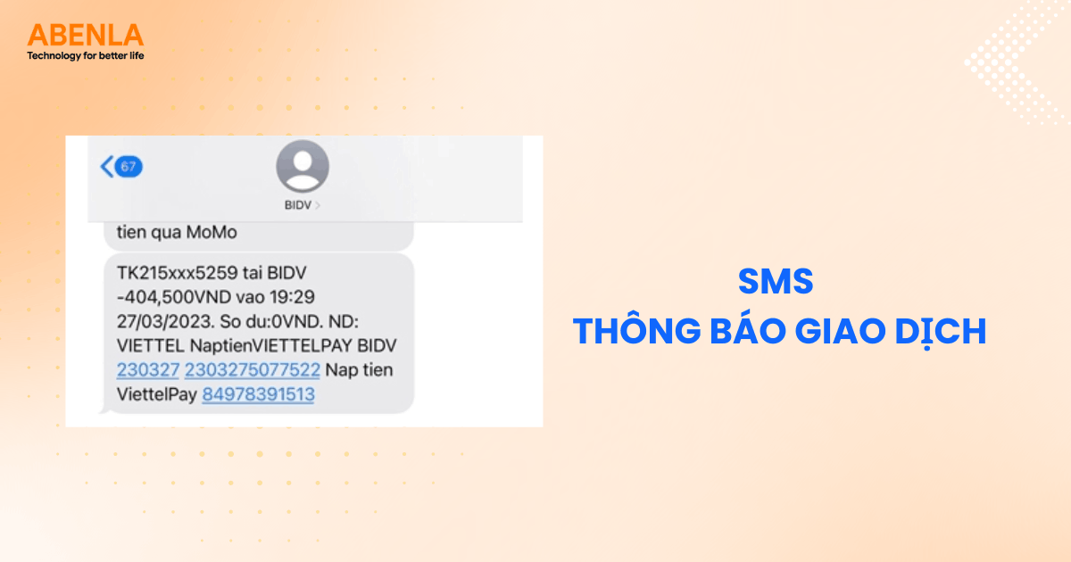 SMS thông báo giao dịch