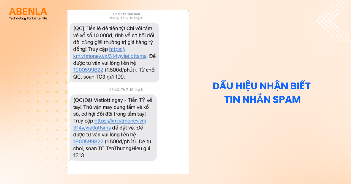 Dấu hiệu nhận biết tin nhắn Spam