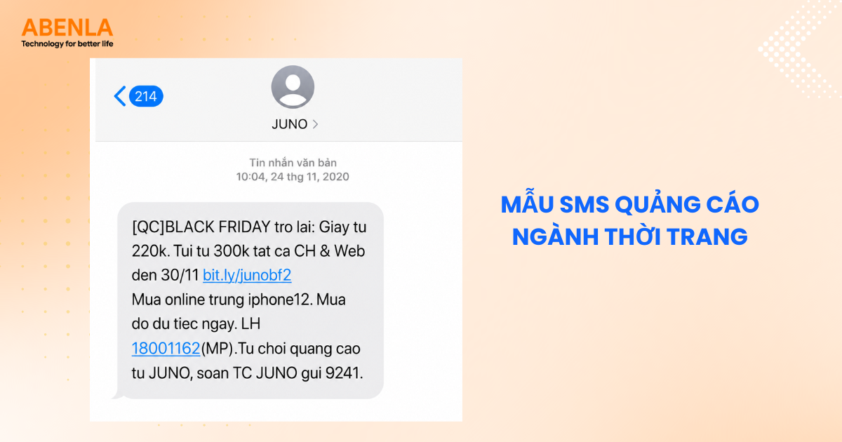 Tin nhắn SMS quảng cáo ngành thời trang